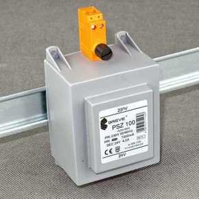 TRANSFORMATOR JEDNOFAZOWY IP30 NA SZYNĘ TH-35 Z Z ZABEZPIECZENIEM PSZ 160 230/24V - 16024-9952 - BREVE