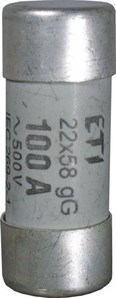 WKŁADKA BEZPIECZNIKOWA 100A 22X58 CYLINDRYCZNA CHARAKTERYSTYKA GG ZWŁOCZNA - 002640025 - ETI