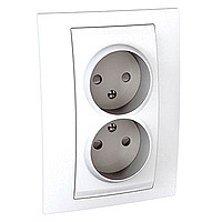 GNIAZDO PODWÓJNE Z PRZESŁONAMI BIEL POLARNA UNICA  - MGU63.063.18 - SCHNEIDER ELECTRIC
