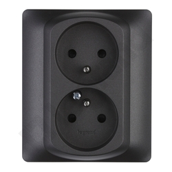 GNIAZDO PODWÓJNE 2X2P+Z Z PRZESŁONAMI KOMPLETNE 16A-250V~ CHOCO SISTENA LIFE - 771238 - LEGRAND