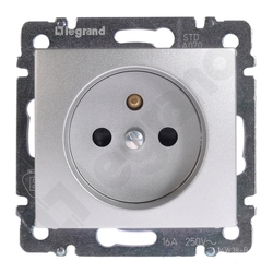 GNIAZDO POJEDYNCZE Z UZIEMIENIEM 2P+Z Z PRZESŁONAMI 16A ALUMINIUM VALENA - 770197 - LEGRAND