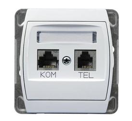 GNIAZDO KOMPUTEROWO-TELEFONICZNE BIAŁE RJ 45 KAT. 5E + RJ 11 GAZELA - GPKT-J/K/m/00 - OSPEL