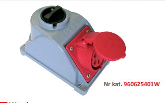 GNIAZDO Z WYŁĄCZNIKIEM " COMBO-POL" 32A 400V 3P+Z+N, WYŁ. L-O-P IP44. - 960625401W - PCE