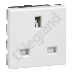 GNIAZDO POJEDYNCZE STANDARD ANGIELSKI 13A - 2 MODUŁY BIAŁE MOSAIC - 077505 - LEGRAND