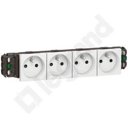 GNIAZDO POCZWÓRNE DO KANAŁÓW DLP 2P+Z Z PRZESŁONĄ/ZACISKI AUTOMATYCZNE 16A BIAŁE MOASIC - 077304 - LEGRAND