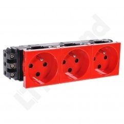 GNIAZDO POTRÓJNE DO KANAŁÓW DLP 2P+Z Z BLOKADĄ/ZACISKI ŚRUBOWE 16A-250V CZERWONE MOSAIC - 077343 - LEGRAND