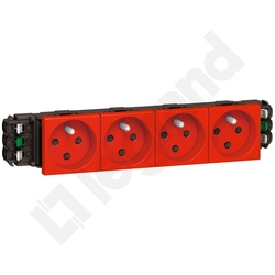 GNIAZDO POCZWÓRNE DO KANAŁÓW DLP 4X2P+Z Z BLOKADĄ/ZACISKI AUTOMATYCZNE 16A CZERWONE MOSAIC - 077324 - LEGRAND