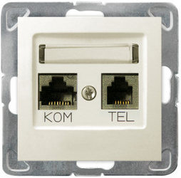 GNIAZDO KOMPUTEROWO - TELEFONICZNE, KRONE ECRU IMPRESJA  - GPKT-Y/K/m/27 - OSPEL