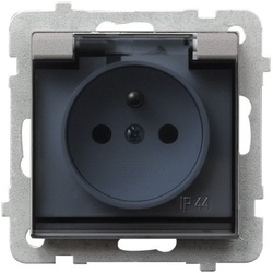 GNIAZDO BRYZGOSZCZELNE Z UZIEMIENIEM SREBRO MAT IP44 SONATA - GPH-1RZ/m/38/d - OSPEL