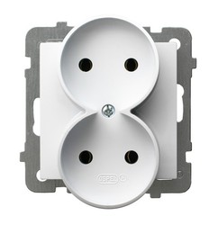 GNIAZDO PODWÓJNE BIAŁE AS - GP-2GR/m/00 - OSPEL