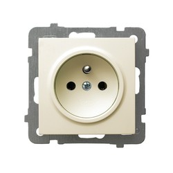 GNIAZDO POJEDYNCZE Z UZIEMIENIEM ECRU AS - GP-1GZ/m/27 - OSPEL
