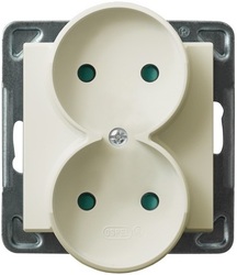 GNIAZDO PODWÓJNE Z PRZESŁONAMI TORÓW PRĄDOWYCH MODUL ECRU SONATA - GP-2RRP/M/27 - OSPEL