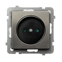 GNIAZDO POJEDYNCZE STAL INOX Z PRZESŁONAMI TORÓW PRĄDOWYCH SONATA - GP-1RMP/M/37 - OSPEL