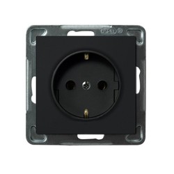 GNIAZDO POJEDYNCZE Z UZIEMIENIEM SCHUKO CZARNY METALIK SONATA - GP-1RS/m/33 - OSPEL