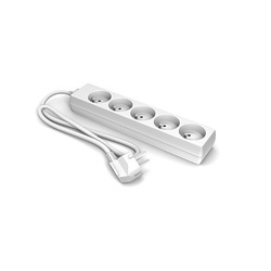 PRZEDŁUŻACZ BIAŁY 5 GNIAZDA Z UZIEMIENIEM PS-530/H05VV-F 3G1/ 3 M - IMP.PS-530/3M.B - ACAR