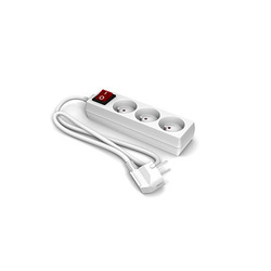 PRZEDŁUŻACZ BIAŁY 3 GNIAZDA Z UZIEMIENIEM WŁĄCZNIK PS-330LS /H05VV-F 3G1/ 3M - PS-330LS/3M.B - ACAR