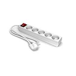 PRZEDŁUŻACZ BIAŁY 5 GNIAZDA Z UZIEMIENIEM, WŁĄCZNIK PS-530LS/H05VV-F 3G1/ 3 M - IMP.PS-530LS/3M.B - ACAR