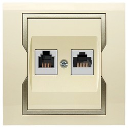 GNIAZDO KOMPUTEROWE+TELEFONICZNE RJ45+RJ11 KREMOWY + SATYNOWY ELEMENT ZDOBNICZY QUATTRO - 1159-11 - ELEKTRO-PLAST NASIELSK
