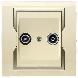 GNIAZDO R-TV KOŃCOWE KREMOWY + SATYNOWY ELEMENT ZDOBNICZY QUATTRO  - 1152-11 - ELEKTRO-PLAST NASIELSK