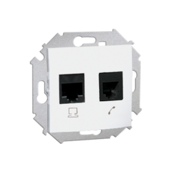 GNIAZDO KOMPUTEROWO-TELEFONICZNE RJ45 KATEGORIA 6 + GNIAZDO TELEFONICZNE RJ12 (MODUŁ) BIAŁE SIMON 15  - 1591542-030 - KONTAKT SIMON