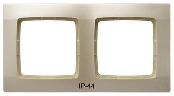 RAMKA PODWÓJNA DO ŁĄCZNIKÓW IP44 ECRU PERŁOWY KARO - RH-2S/42 - OSPEL