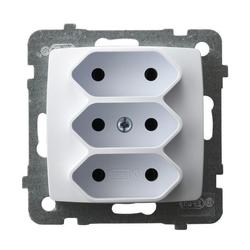 GNIAZDO POTRÓJNE EURO BIAŁY KARO - GP-3S/m/00 - OSPEL