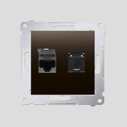 GNIAZDO KOMPUTEROWE PODWÓJNE RJ45 KAT 6 Z PRZESŁONĄ PRZECIWKURZOWĄ BRĄZ MAT SIMON 54 - D62.01/46 - KONTAKT SIMON
