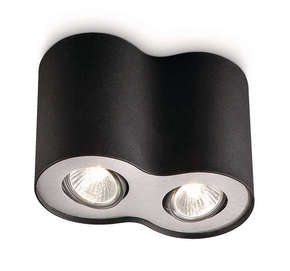 OPRAWA DOMOWA SUFITOWA PUNKTOWA 2X50W IP20 GU10 Z ŹRÓDŁEM 35W EEL=D PILLAR BLACK - 563323016 - PHILIPS ŹRÓDŁA