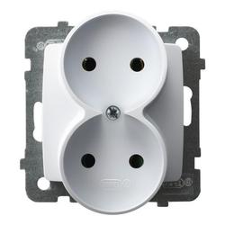 GNIAZDO PODWÓJNE DO MONTAŻU W RAMKI BIAŁY KARO - GP-2SR/m/00 - OSPEL