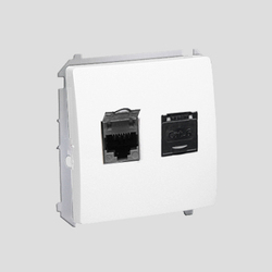GNIAZDO KOMPUTEROWE RJ45 KAT.6 PODWÓJNE EKRANOWANE Z PRZESŁONĄ PRZECIWKURZOWĄ (MODUŁ) BIAŁE SIMON BASIC - BM62E.01/11 - KONTAKT SIMON