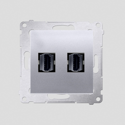 GNIAZDO HDMI PODWÓJNE (MODUŁ) SREBRNY MAT SIMON 54 - DGHDMI2.01/43 - KONTAKT SIMON