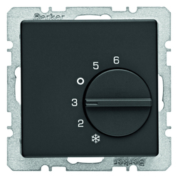 REGULATOR TEMPERATURY POMIESZCZENIA ZE STYKIEM ZMIENNYM ANTRACYT AKSAMIT Q.1/Q.3  - 20266086 - HAGER - BERKER