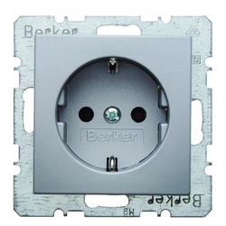 GNIAZDO SCHUKO Z UZIEMIENIEM ZACISKI ŚRUBOWE ALU B.KWADRAT/B.7  - 41431404 - HAGER - BERKER