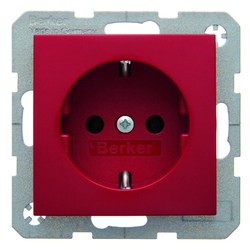 GNIAZDO SCHUKO CZERWONY POŁYSK B.KWADRAT/S.1/B.3/B.7 - 41438912 - HAGER - BERKER