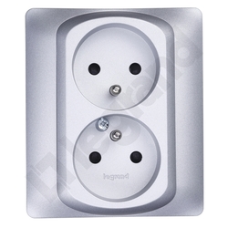 GNIAZDO PODWÓJNE Z UZIEMIENIEM Z PRZESŁONAMI KOMPLETNE 16A-250V~ METALIC SISTENA LIFE - 771338 - LEGRAND