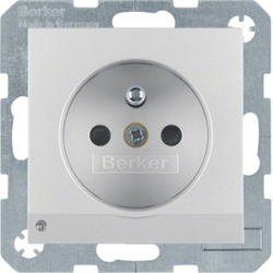 GNIAZDO Z UZIEMIENIEM I PODŚWIETLENIEM ORIENTACYJNYM LED ALU MAT BERKER B.KWADRAT/B.7 - 6765101404 - HAGER - BERKER