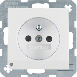 GNIAZDO Z UZIEMIENIEM I KONTROLNĄ DIODĄ LED BIAŁY MAT S.1/B.3/B.7  - 6765101909 - HAGER - BERKER