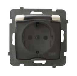 GNIAZDO BRYZGOSZCZELNE Z UZIEMIENIEM SCHUKO IP44 ECRU PERŁOWY KARO - GPH-1SS/m/42/d - OSPEL