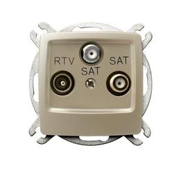 GNIAZDO RTV-SAT Z DWOMA WYJŚCIAMI SAT ECRU PERŁOWY KARO - GPA-S2S/m/42 - OSPEL