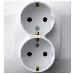 GNIAZDO PODWÓJNE Z UZIEMIENIEM SCHUKO BIAŁY KARO - GP-2SS/00 - OSPEL