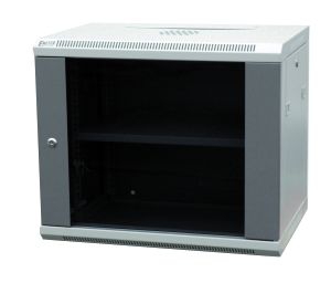 SZAFA WISZĄCA NIEDZIELONA 19'' 9U, DRZWI BLACHA/SZKŁO, ŚCIĄGANE OSŁONY BOCZNE Z ZAMKIEM 600&times;450&times;500 - EM/AP6409 - EMITER