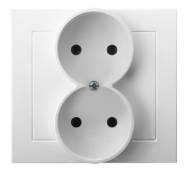 GNIAZDO PODWÓJNE BIAŁY KIER - GP-2W/00             - OSPEL