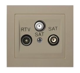 GNIAZDO RTV-SAT Z DWOMA WYJŚCIAMI SAT BEŻOWY KIER - GPA-W2S/01           - OSPEL