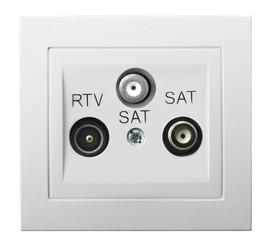 GNIAZDO RTV-SAT Z DWOMA WYJŚCIAMI SAT BIAŁY KIER - GPA-W2S/00           - OSPEL