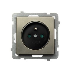 GNIAZDO POJEDYNCZE Z UZIEMIENIEM NOWE SREBRO SONATA - GP-1RMZP/m/44        - OSPEL