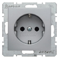 GNIAZDO SCHUKO Z UZIEMIENIEM SAMOZACISKI ALU B.KWADRAT/B.7  - 47231404 - HAGER - BERKER
