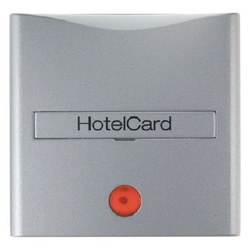 ŁĄCZNIK NA KARTĘ HOTELOWĄ-NASADKA Z NADRUKIEM I CZERWONĄ SOCZEWKĄ ALU B.1/B.7  - 16401404 - HAGER - BERKER