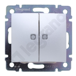 ŁĄCZNIK SCHODOWY PODWÓJNY PODŚWIETLANY ALUMINIUM VALENA - 770212 - LEGRAND