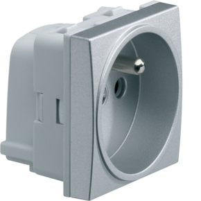 GNIAZDO Z UZIEMIENIEM SAMOZACISKI 2 MODUŁY ALU 16A/250V SYSTO - WS100T - HAGER - BERKER