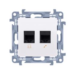 GNIAZDO KOMPUTEROWE PODWÓJNE RJ45 KAT. 6 EKRANOWANE (MODUŁ) BIAŁE SIMON 10 - C62E.01/11 - KONTAKT SIMON